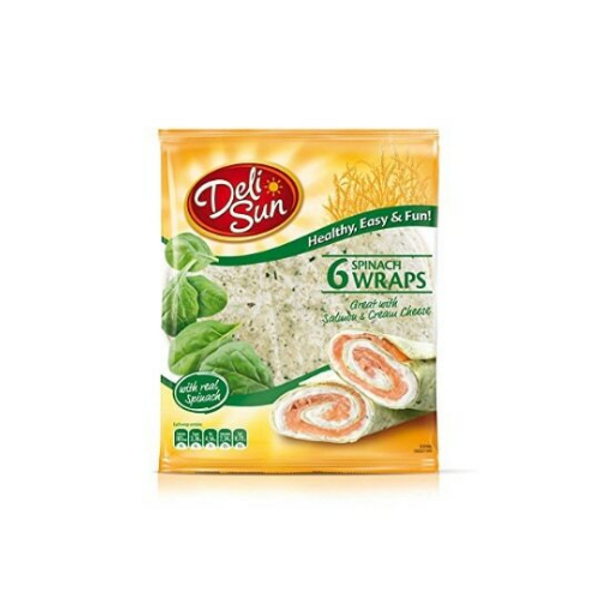 DELI SUN 6 SPINACH WHEAT WRAPS 24CM